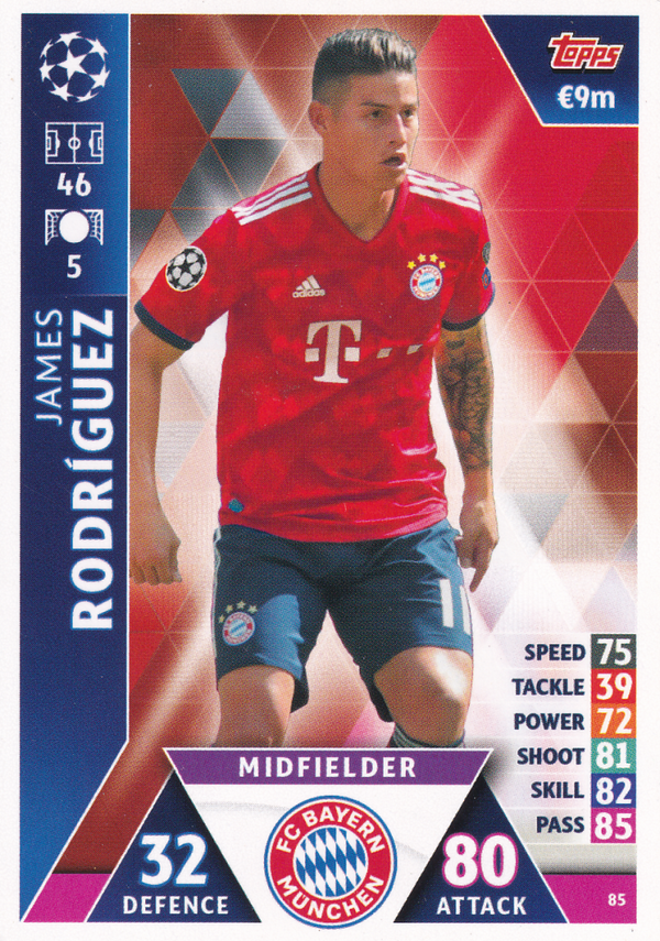 James Rodriguez - FC Bayern München - Topps Champions League 2018 - Basis Karte - Nr. 85
