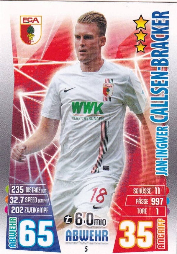 Jan-Ingwer Callsen-Bracker / FC Augsburg / Topps Match Attax 2015 / Basis Karte / Nr. 5