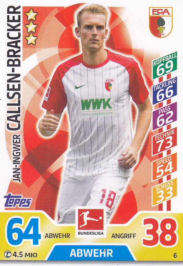 Jan-Ingwer Callsen-Bracker / FC Augsburg / Topps Match Attax 2017 / Basis Karte / Nr.6