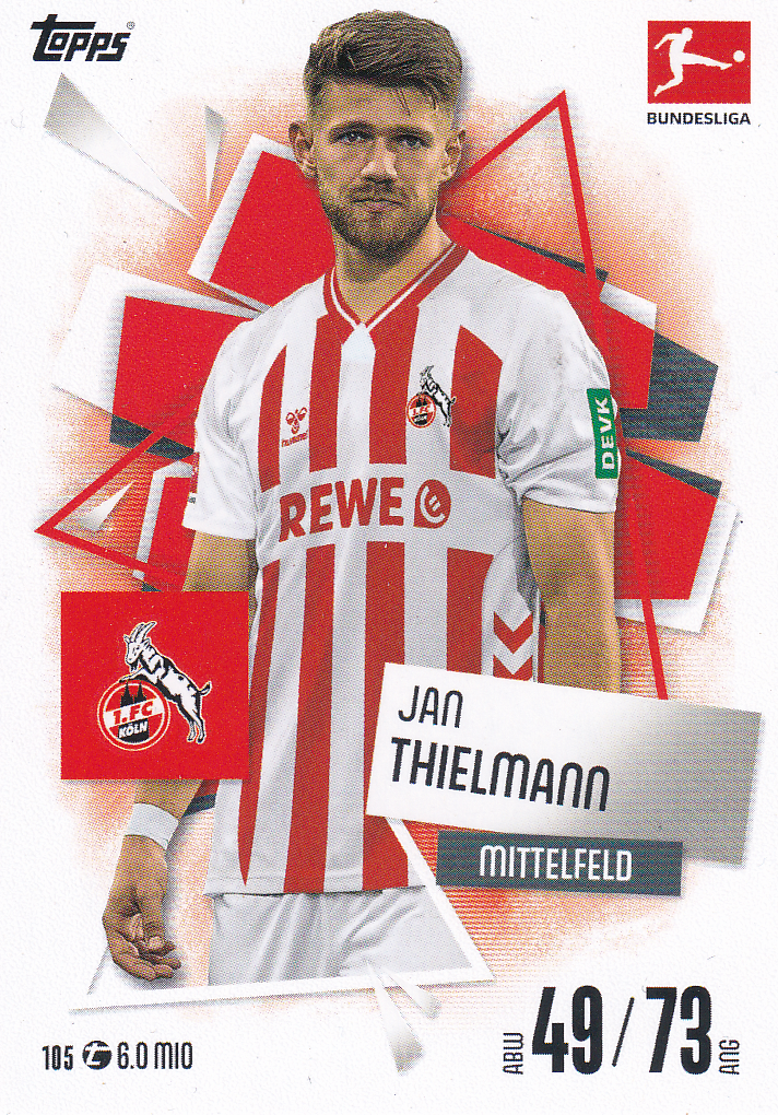 Jan Thielmann - 1.FC Köln - Topps Match Attax 2025 - Basis Karte - Nr. 105