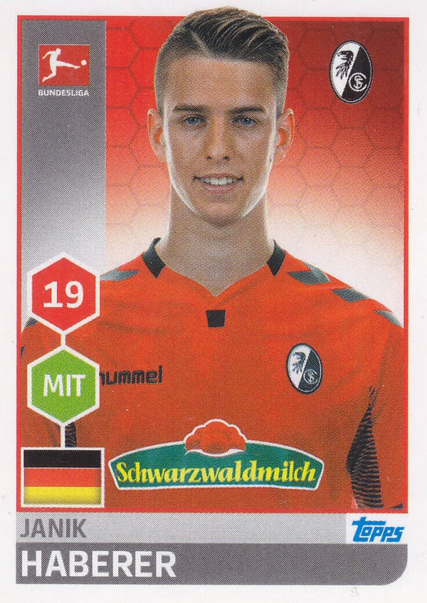 Janik Haberer / SC Freiburg / Topps Bundesliga 2017 / Basis Bild / Nr. 90