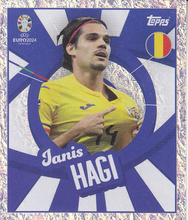 Janis Hagi / Rumänien / Topps EM 2024 / Glitzer Bild / Nr. ROM PTW