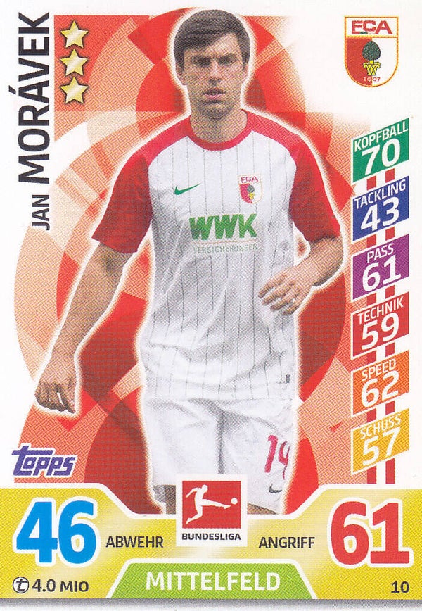 Jan Moravek / FC Augsburg / Topps Match Attax 2017 / Basis Karte / Nr. 10