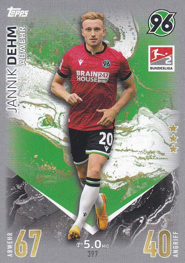 Jannik Dehm / Hannover 96 / Topps Match Attax 2023 / Basis Karte 2.Bundesliga / Nr.397
