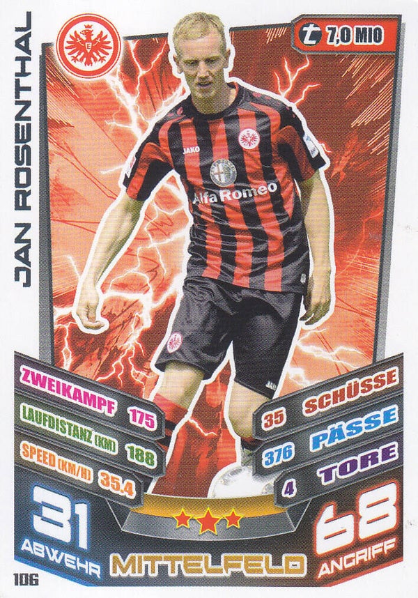 Jan Rosenthal - Eintracht Frankfurt - Topps Match Attax 2013 - Basis Karte - Nr. 106