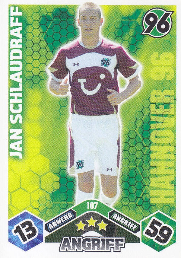 Jan Schlaudraff / Hannover 96 / Topps Match Attax 2010 / Basis Karte / Nr. 107