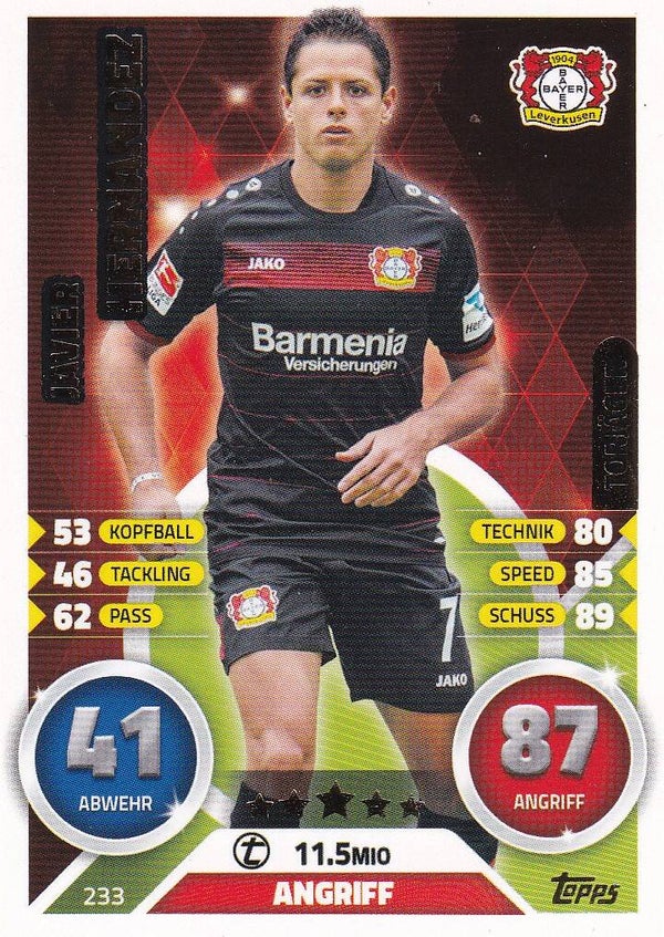 Javier Hernandez / Bayer 04 Leverkusen / Topps Match Attax 2016 / Basis Karte / Nr. 233