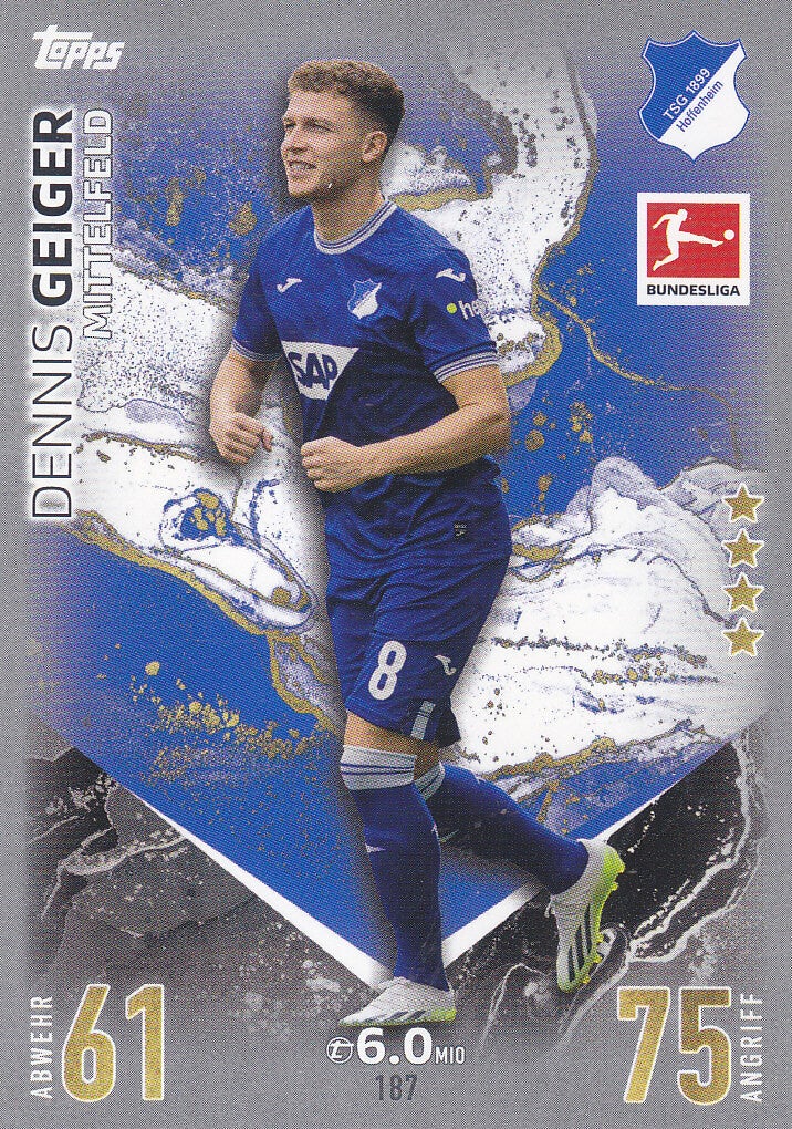 Dennis Geiger / TSG Hoffenheim / Topps Match Attax 2023 / Basis Karte / Nr. 187