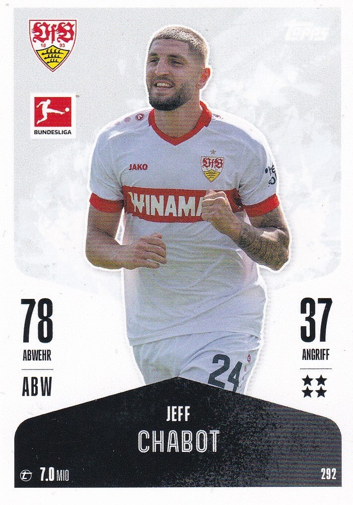 Jeff Chabot / VFB Stuttgart / Topps Match Attax 2024 / Basis Karte / Nr. 292
