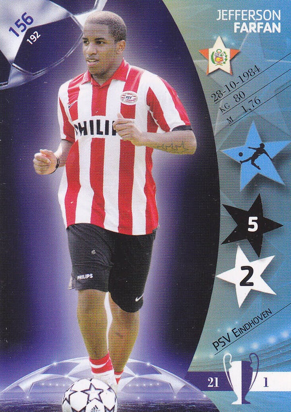 Jefferson Farfan / PSV Eindhoven / Panini Champions League 2007 / Basis Karte / Nr. 156