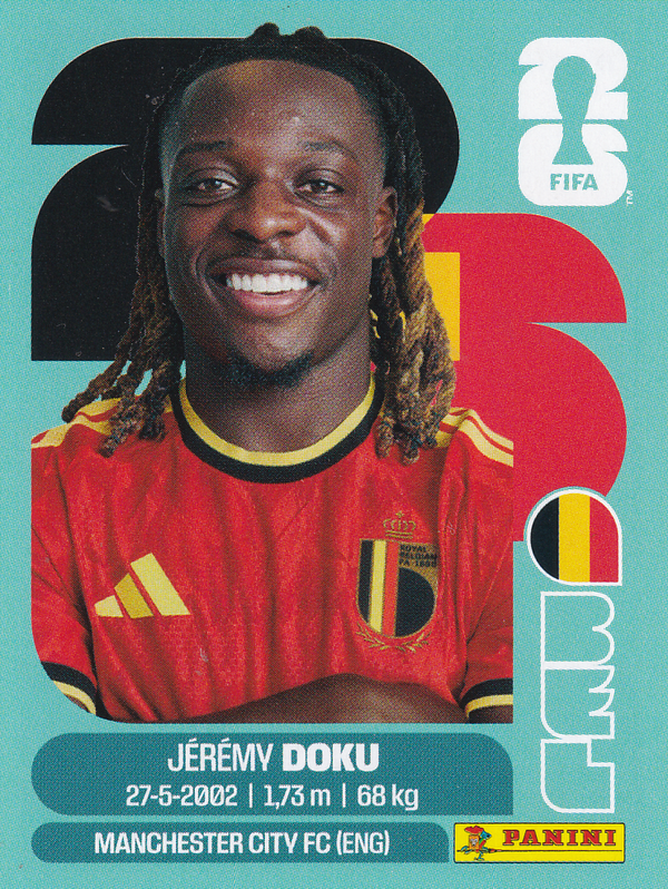 Jeremy Doku - Belgien - Panini WM 2026 - Basis Bild - BEL16