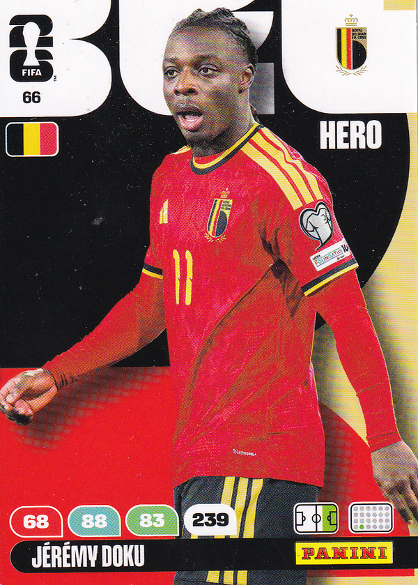 Jeremy Doku - Belgien - Panini WM 2026 - Hero - Nr. 66