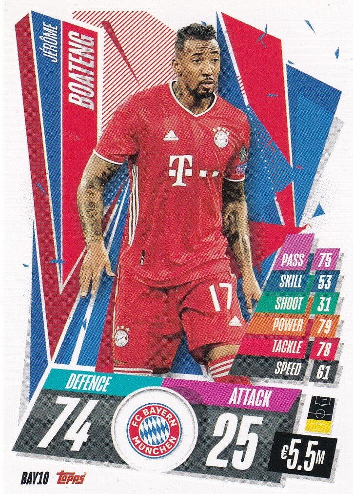 Jerome Boateng / FC Bayern München / Topps Champions League 2020 / Basis Karte / Nr. BAY 10