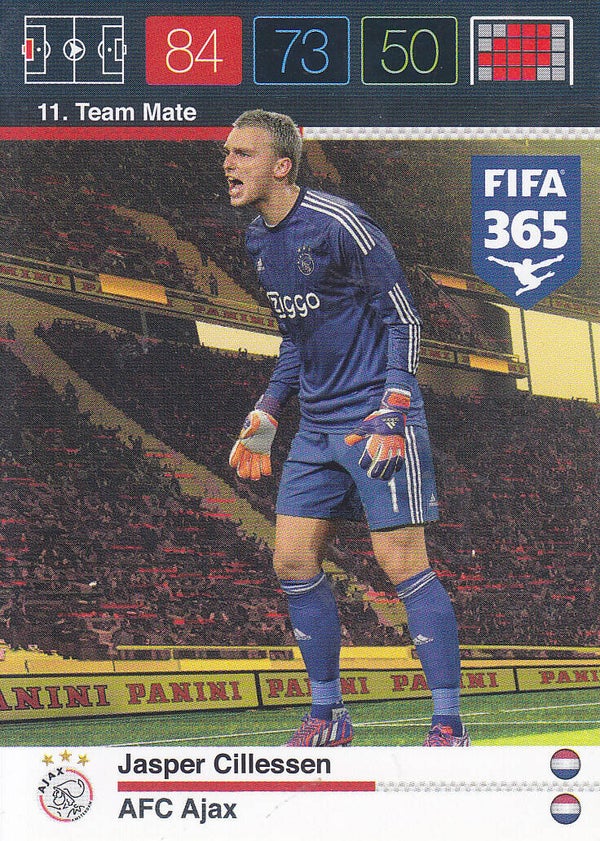 Jasper Cillessen / Ajax Amsterdam / Panini Fifa 365 Jahr 2016 / Team Mate / Nr. 11