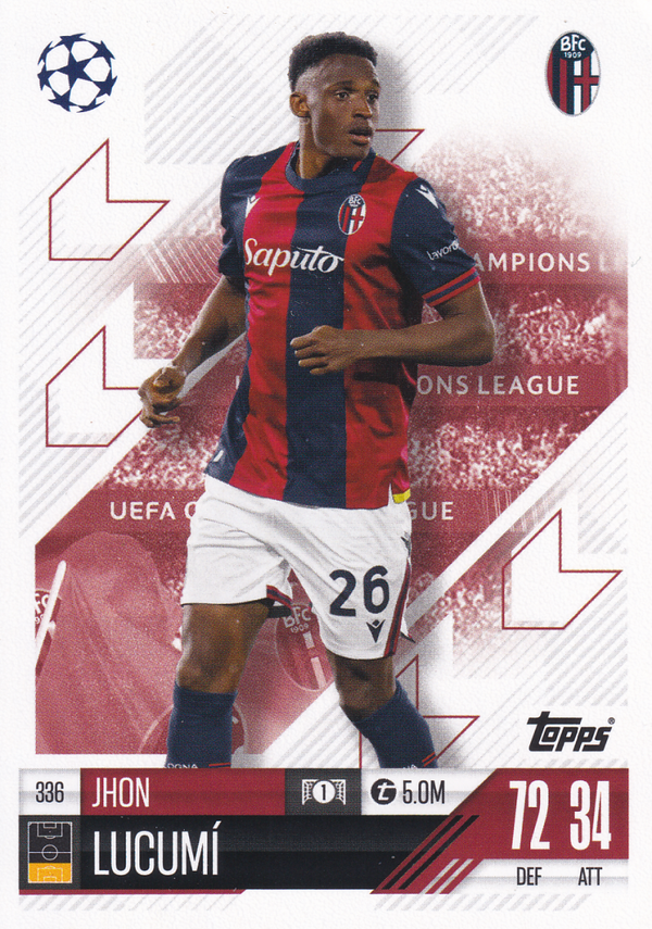 Jhon Lucumi - FC Bologna - Topps Champions League 2024 - Basis Karte - Nr. 336