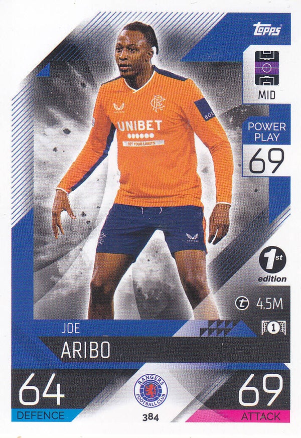 Joe Aribo / Glasgow Rangers / Topps Champions League 2022 / Basis Karte / Nr.384