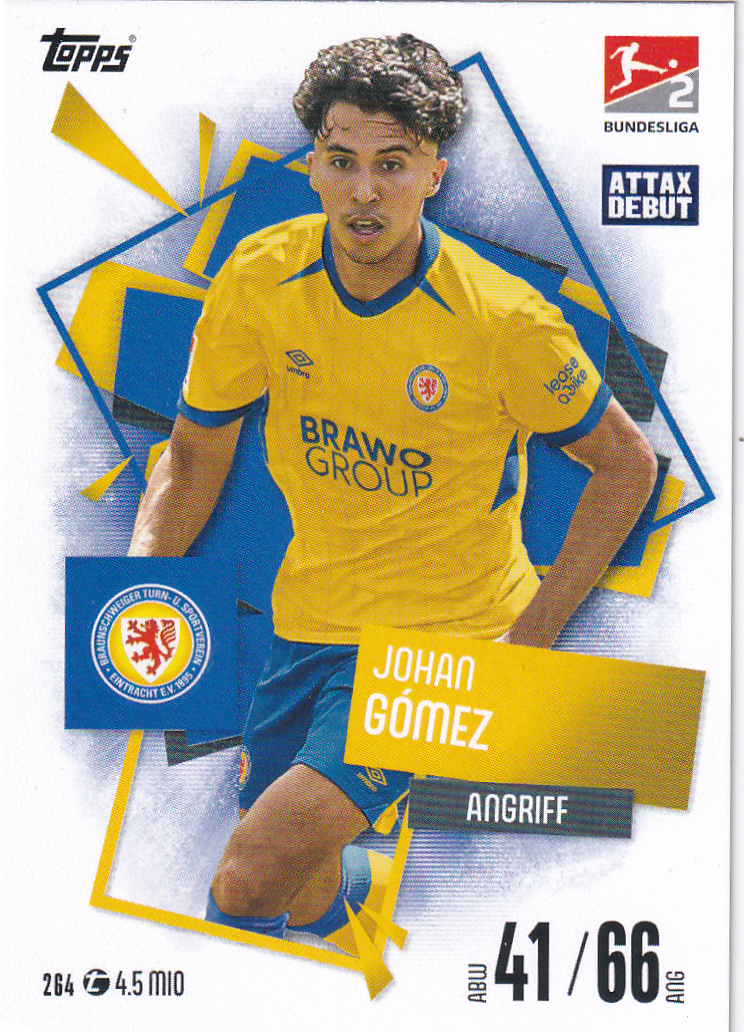 Johan Gomez - Eintracht Braunschweig - Topps Match Attax 2025 - Attax Debüt - Nr. 264