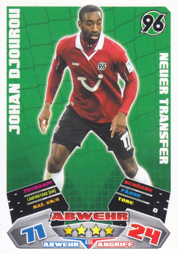 Johan Djourou / Hannover 96 / Topps Match Attax 2012 / Neuer Transfer / Nr. 405