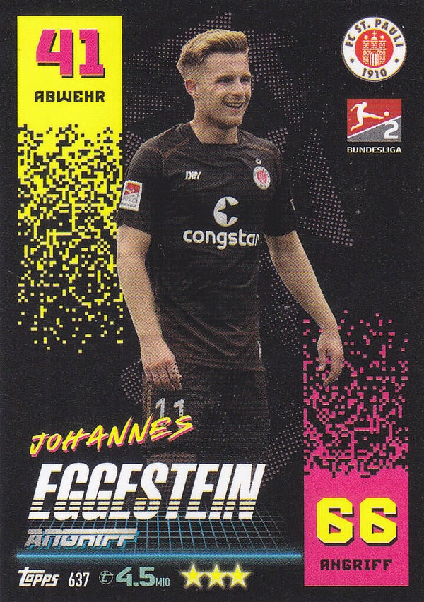 Johannes Eggestein / FC St. Pauli / Topps Match Attax 2022 / Basis Karte / Nr.637