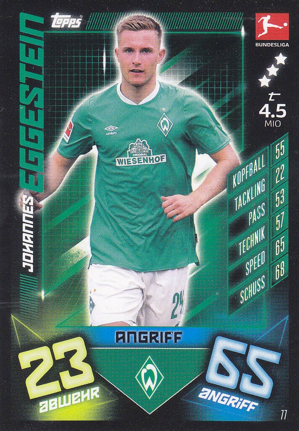 Johannes Eggestein / SV Werder Bremen / Topps Match Attax 2019 / Basis Karte / Nr.77