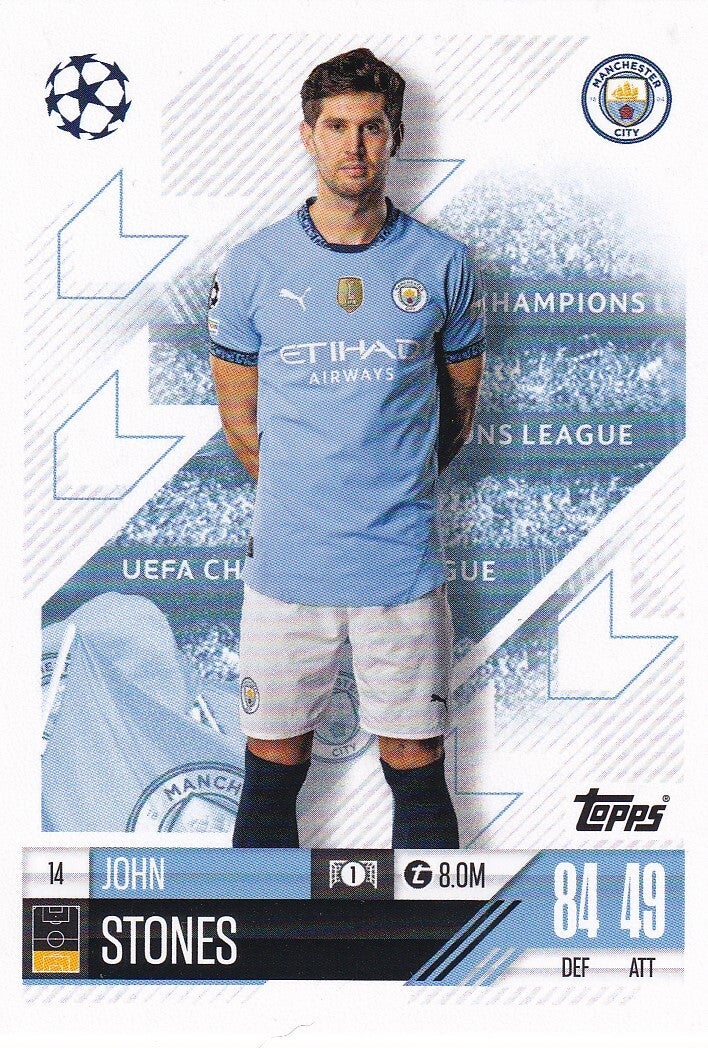 John Stones - Manchester City - Topps Champions League 2024 - Basis Karte - Nr. 14