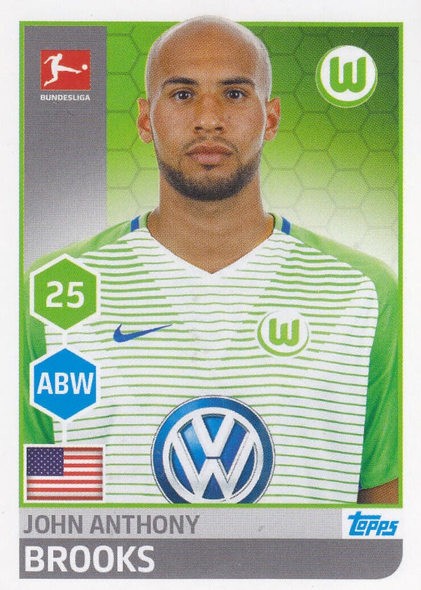 John Anthony Brooks / VFL Wolfsburg / Topps Bundesliga 2017 / Basis Bild / Nr. 251