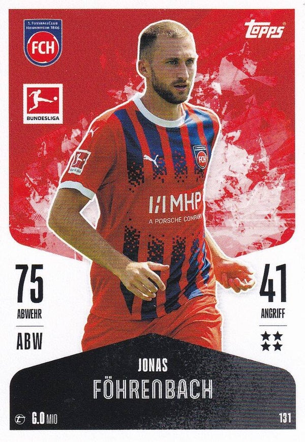 Jonas Föhrenbach / 1.FC Heidenheim / Topps Match Attax 2024 / Basis Karte / Nr. 131