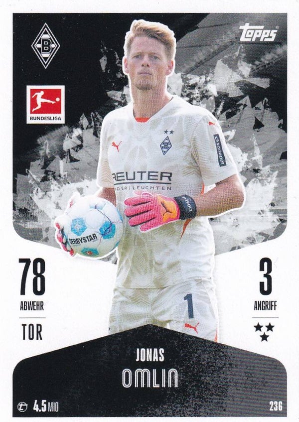 Jonas Omlin / Borussia Mönchengladbach / Topps Match Attax 2024 / Basis Karte / Nr. 236