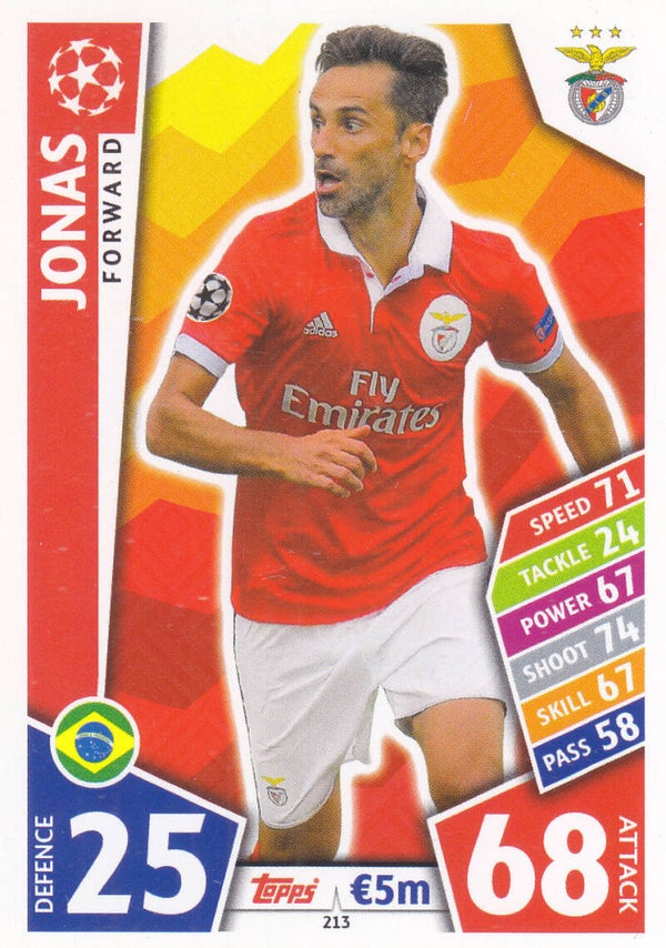 Jonas / Benfica Lissabon / Topps Champions League 2017 / Basis Karte / Nr. 213