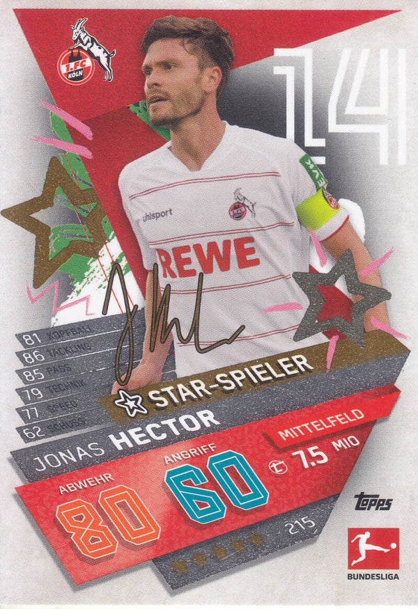 Jonas Hector / 1.FC Köln / Topps Match Attax 2021 /  Star-Spieler / Nr.215