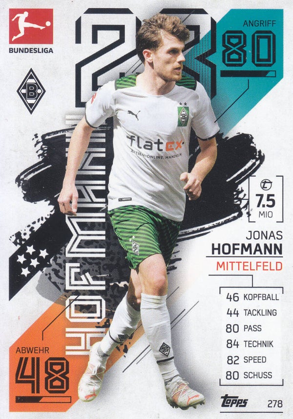 Jonas Hofmann / Borussia Mönchengladbach / Topps Match Attax 2021 / Basis Karte / Nr.278