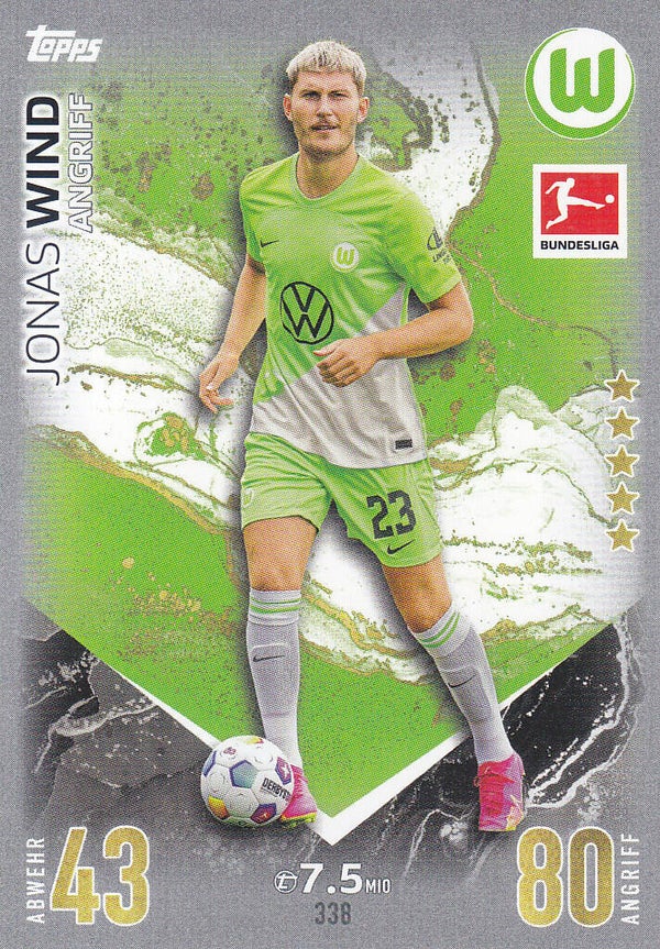 Jonas Wind / VFL Wolfsburg / Topps Match Attax 2023 / Basis Karte / Nr.338