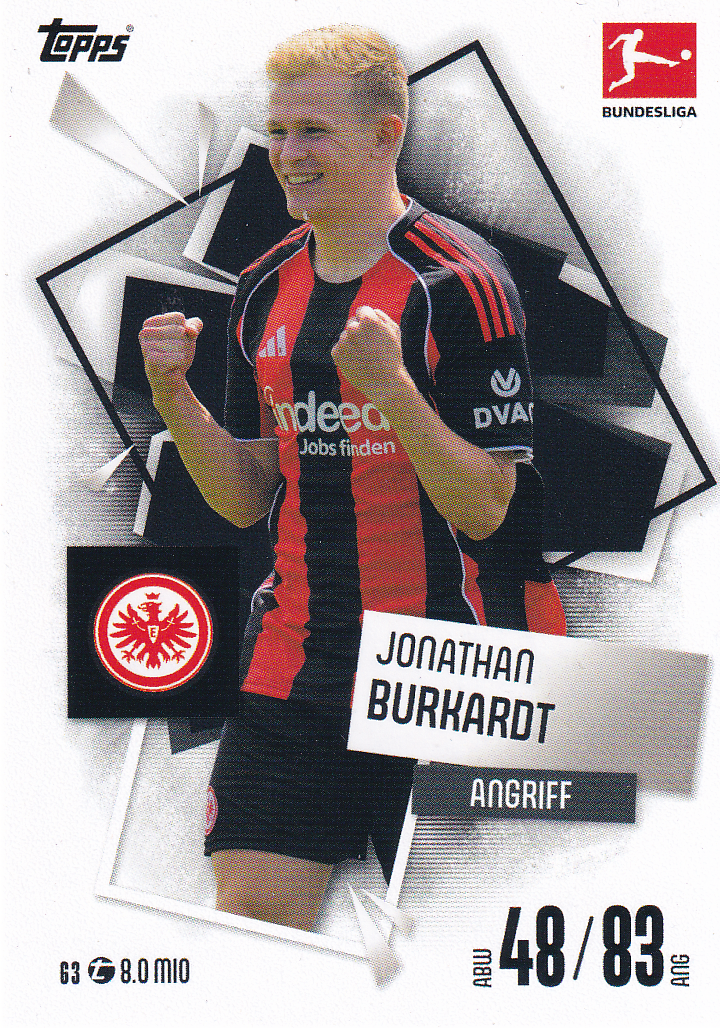 Jonathan Burkardt - Eintracht Frankfurt - Topps Match Attax 2025 - Basis Karte - Nr. 63