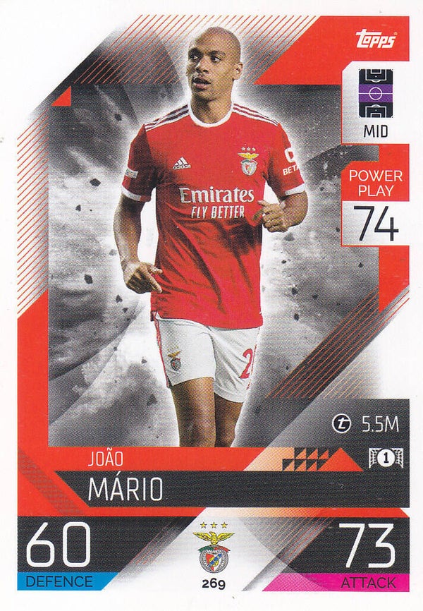 Joäo Mario / Benfica Lissabon / Topps Champions League 2022 / Basis Karte / Nr.269