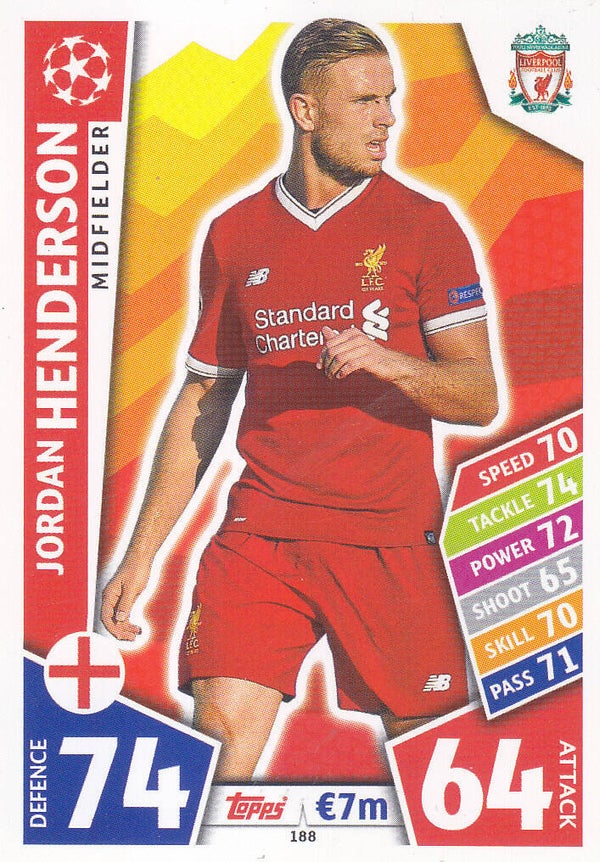 Jordan Henderson / FC Liverpool / Topps Champions League 2017 / Basis Karte / Nr.188