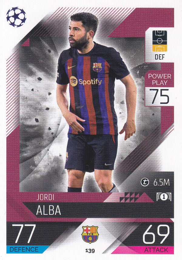Jordi Alba - FC Barcelona - Topps Champions League 2022 - Basis Karte - Nr. 139