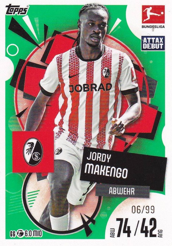 Jordy Makengo - SC Freiburg - Topps Match Attax 2025 - Nummeriert 06/99 - Nr. 66
