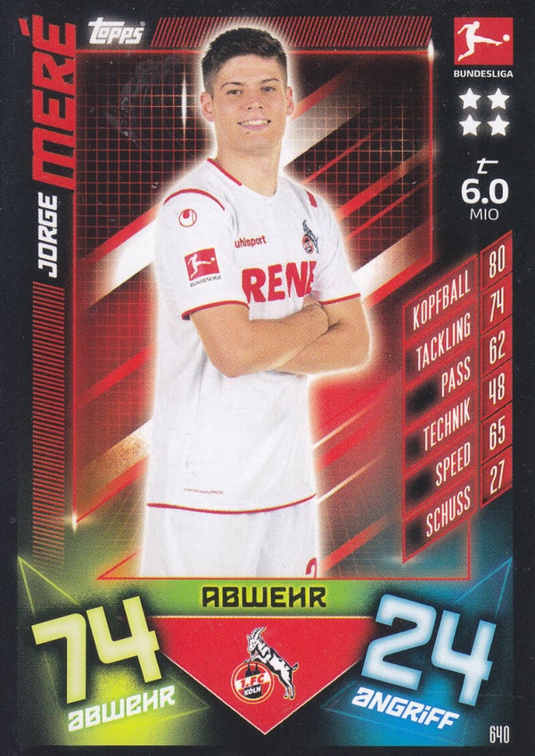 Jorge Mere / 1.FC Köln / Topps Match Attax 2019 / Basis Karte / Nr.640