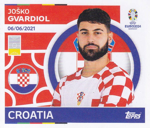 Josko Gvardiol / Kroatien / Topps EM 2024 / Basis Bild / Nr. CRO 9