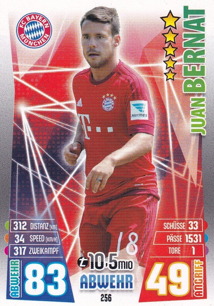Juan Bernat / FC Bayern München / Topps Match Attax 2015 / Basis Karte / Nr. 256