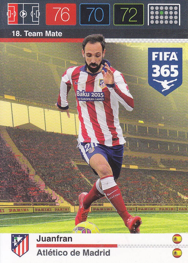 Juanfran / Atletico Madrid / Panini Fifa 365 Jahr 2016 / Team Mate / Nr. 18