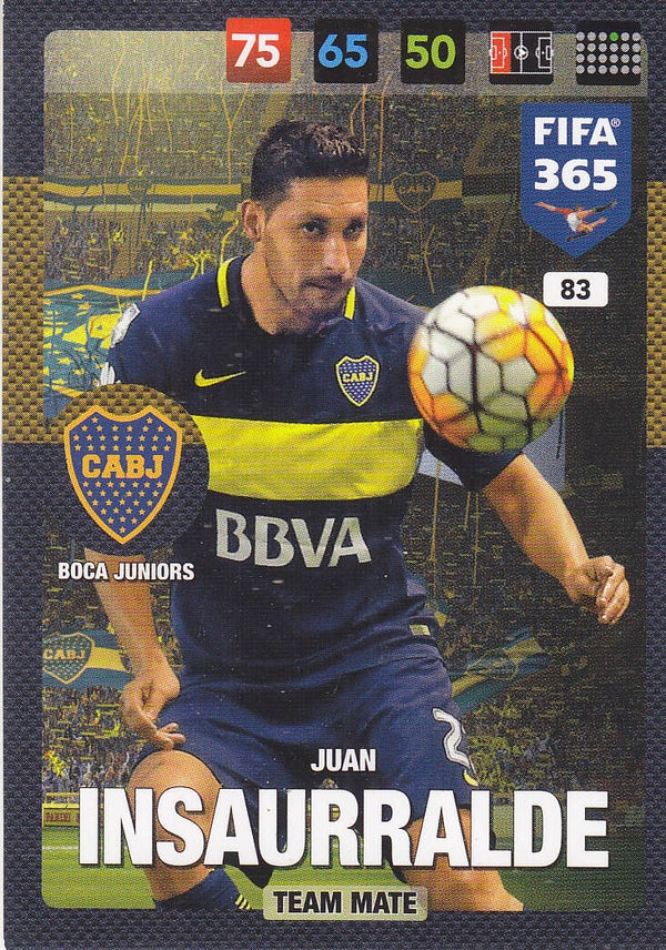 Juan Insaurralde / Boca Juniors / Panini Fifa 365 Jahr 2017 / Team Mate / Nr. 83