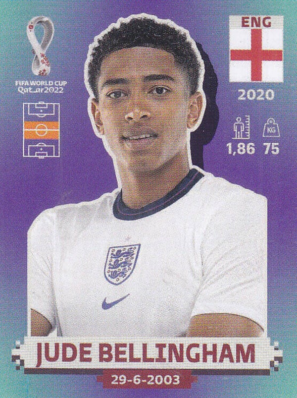 Jude Bellingham / England / Panini WM 2022 / Basis Bild / Nr. ENG 11