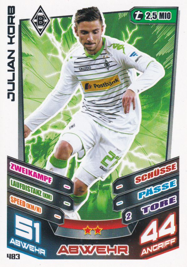 Julian Korb - Borussia Mönchengladbach - Topps Match Attax 2013 - Basis Karte - Nr. 483