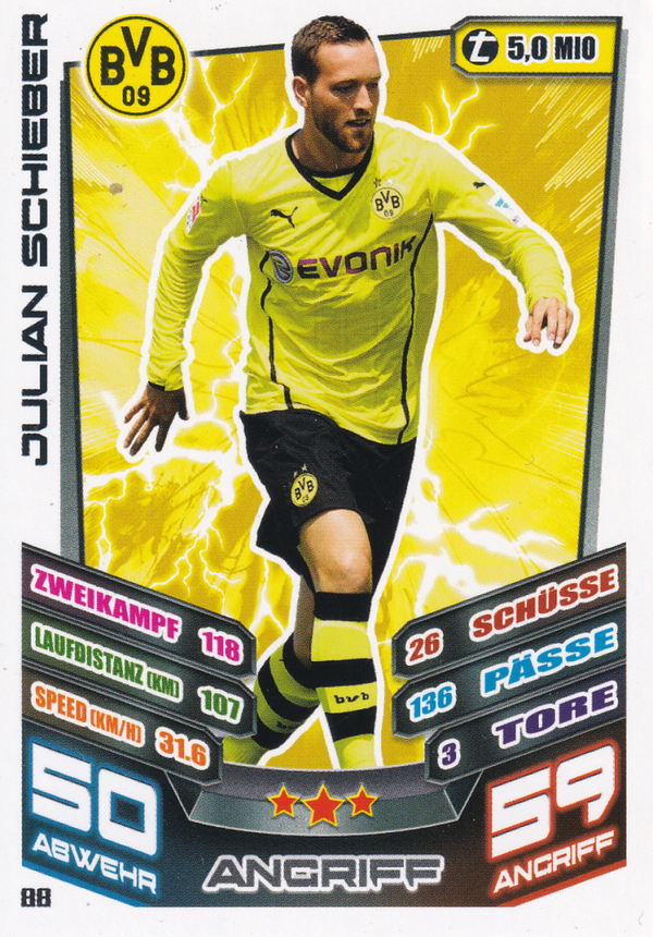 Julian Schieber - Borussia Dortmund - Topps Match Attax 2013 - Basis Karte - Nr.88
