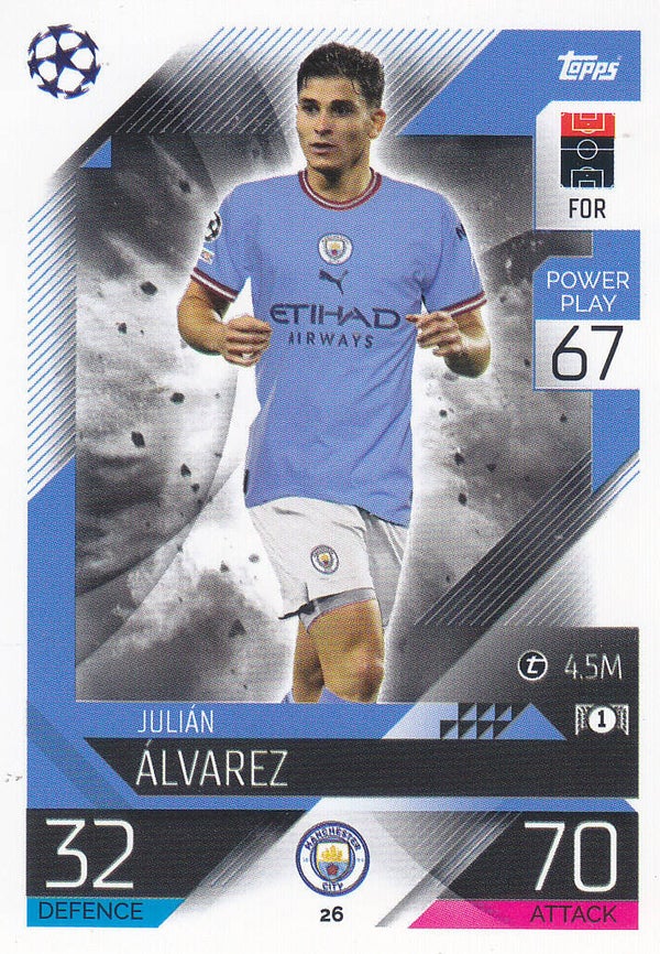 Julian Alvarez - Manchester City - Topps Champions League 2022 - Basis Karte - Nr. 26