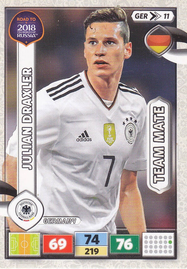 Julian Draxler / Deutschland / Panini WM Road to 2018 Russia / Team Mate / Nr. GER 11