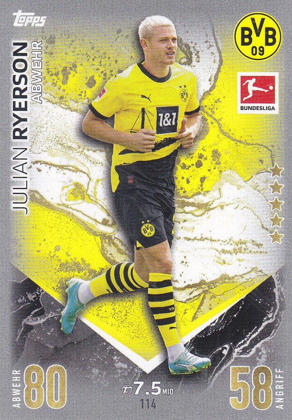 Julian Ryerson / Borussia Dortmund / Topps Match Attax 2023 / Basis Karte / Nr.114