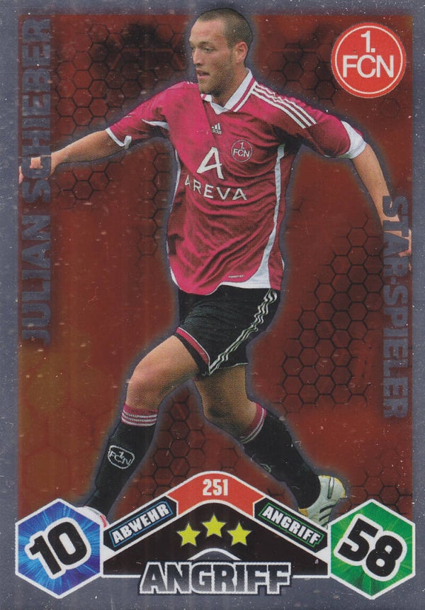 Julian Schieber / 1.FC Nürnberg / Topps Match Attax 2010 / Star-Spieler / Nr.251