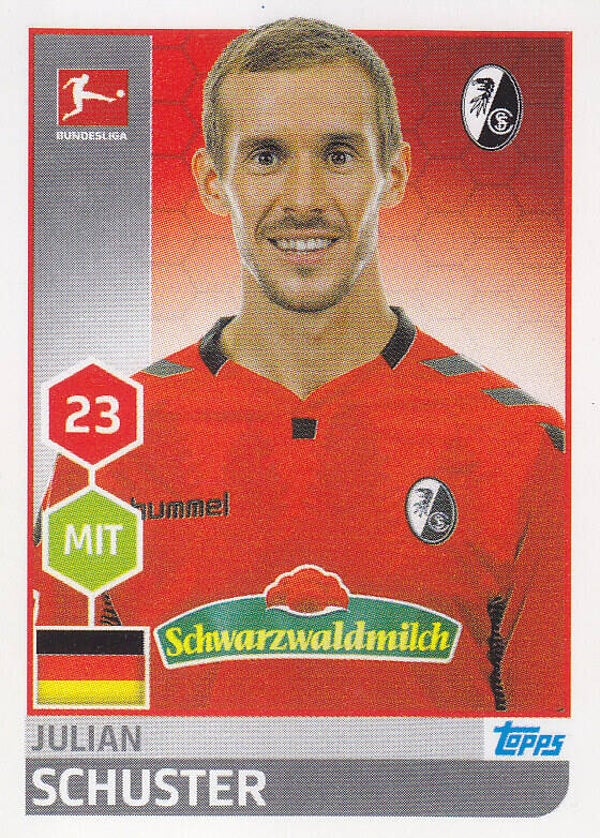 Julian Schuster - SC Freiburg - Topps Bundesliga 2017 - Basis Bild - Nr. 87